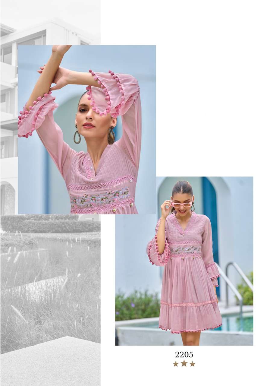 S3forever-tunic Vol 1-fabric-georgette-heavy Foxs-embroiderwork-kurti- Heavy-royal Crape-inner-2205-c